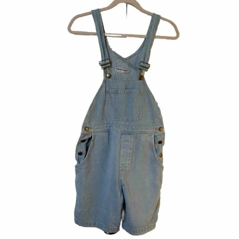 American Apparel Light Wash Denim Dungaree Bib Shortalls Overalls Romper